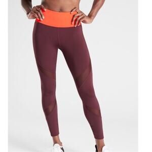 Athleta Tenacity 7/8 Tight women's size small antique burgundy/orange high rise